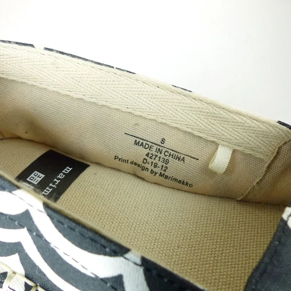 Marimekko x Uniqlo Espadrille Shoes Size S 5-5.5 White Black Laine Wave Slip On